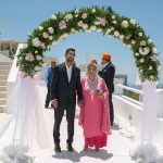 santorini Indian wedding flower arch